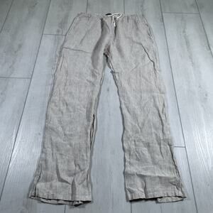 Brandy Melville Anastasia Linen Pants One Size Beige White Striped Boho Preppy